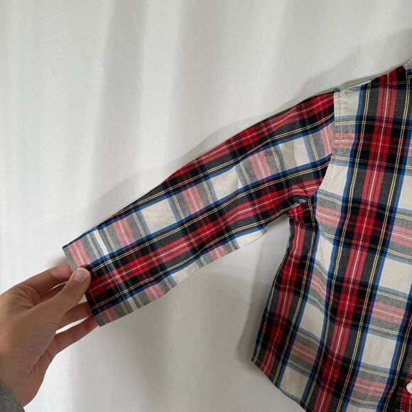 CrewCuts Dress Shirt Boys 18-24 Months Red Blue Plaid Button Up Shirt Collared - Picture 3 of 6